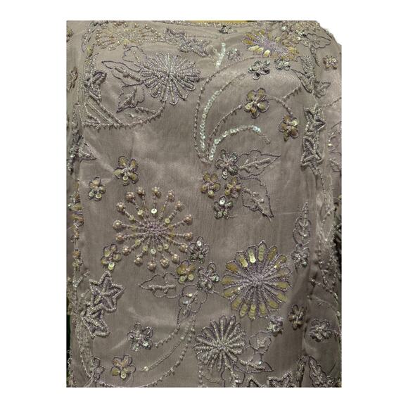 Adrianna Papell Occasions silk Lavender sequin beaded sheer sleeve top size 20W - Picture 11 of 15